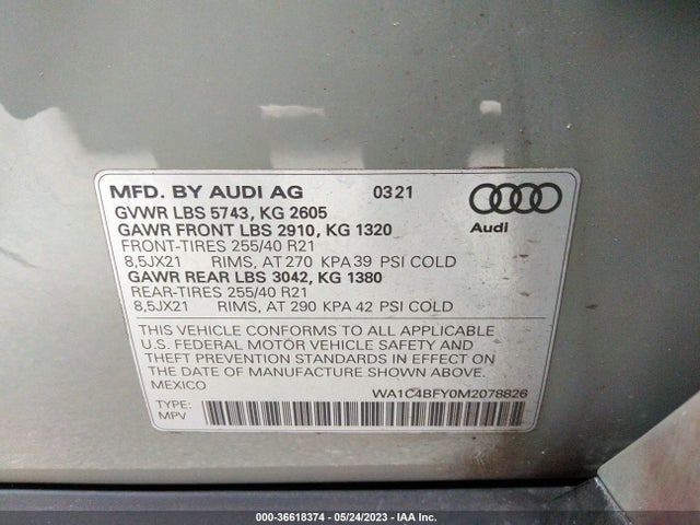 2021 Audi SQ5, VIN: WA1C4BFY0M2078826