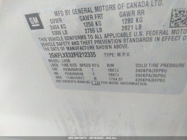2GKFLXE32F6212335 GMC Terrain Slt