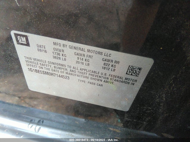 Chevrolet CRUZE LT 2017 1G1BE5SM0H7144523 Image 11