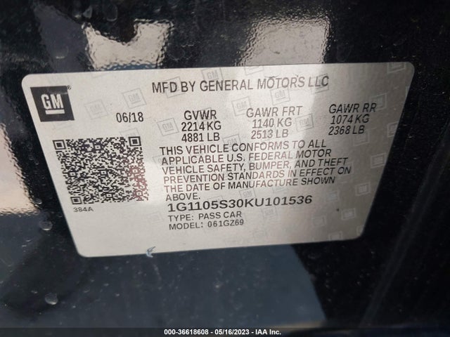 Chevrolet Impala Premier 2019 1G1105S30KU101536 Image 9