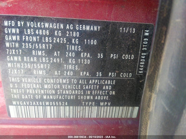 WVGAV3AX6EW055524 Volkswagen TIGUAN SE