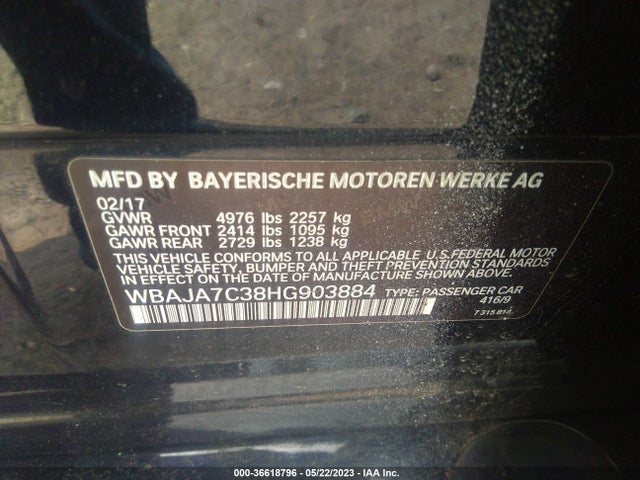 WBAJA7C38HG903884 BMW 5 Series 530i Xdrive