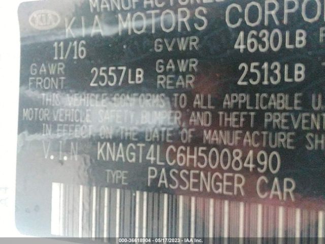 KNAGT4LC6H5008490 KIA Optima Hybrid Base