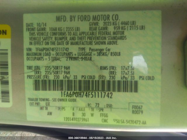 1FA6P0H74F5111742 Ford FUSION SE