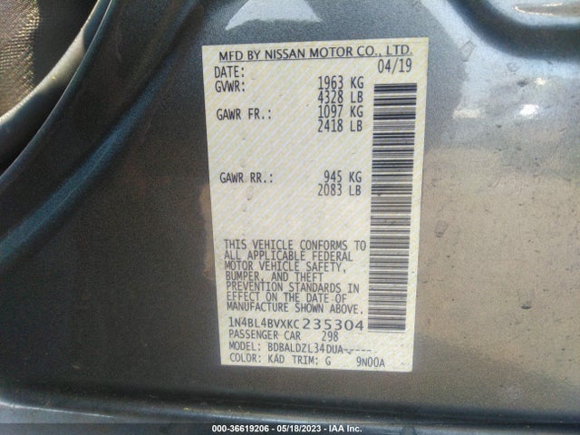 Nissan Altima 2.5 S 2019 1N4BL4BVXKC235304 Image 11