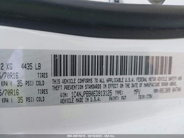 1C4NJPBB0ED913125 Jeep Patriot Sport
