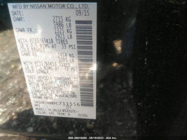 5N1AR2MN8FC711556 Nissan Pathfinder Sl