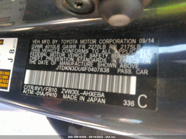 Toyota Prius Four 2015 JTDKN3DU6F0407838 Image 9