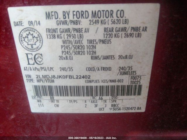 2LMDJ8JK0FBL22402 Lincoln MKX