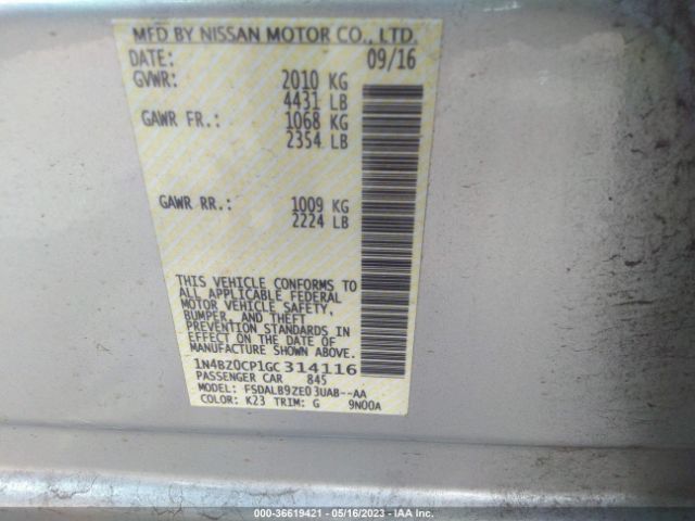 1N4BZ0CP1GC314116 Nissan LEAF S