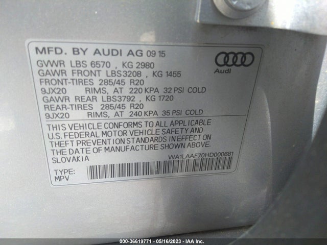 WA1LAAF70HD000681 Audi Q7 Premium Plus