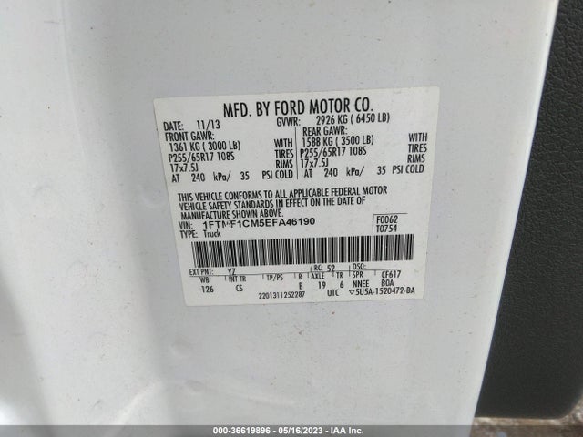 Ford F-150 Xl/xlt/stx 2014 1FTMF1CM5EFA46190 Image 10
