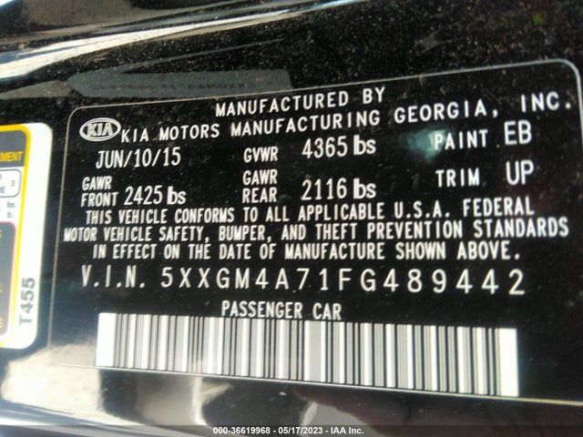 KIA Optima Lx 2015 5XXGM4A71FG489442 Image 10