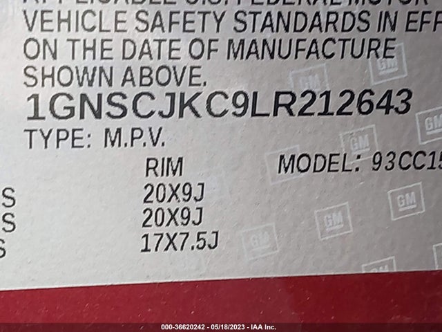 Chevrolet Suburban Premier 2020 1GNSCJKC9LR212643 Image 9