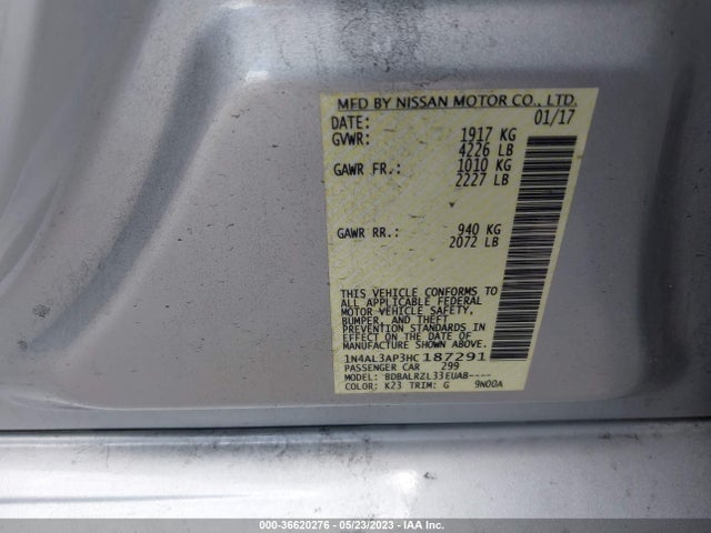 2017 NISSAN ALTIMA 2.5 SL VIN: 1N4AL3AP3HC187291