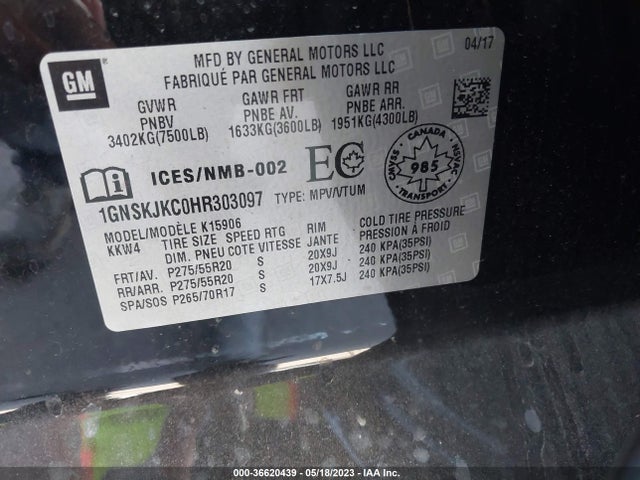Chevrolet Suburban Premier 2017 1GNSKJKC0HR303097 Image 10