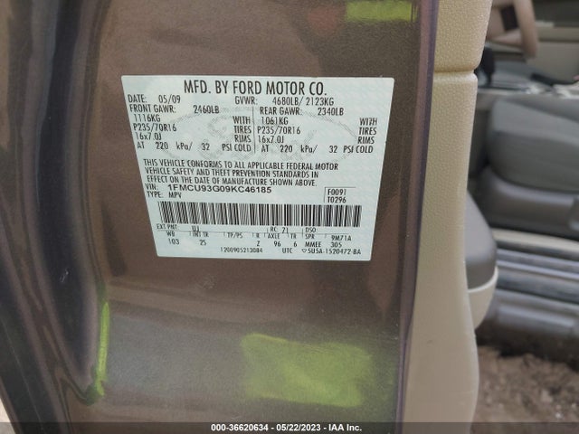 2009 FORD ESCAPE XLT VIN: 1FMCU93G09KC46185