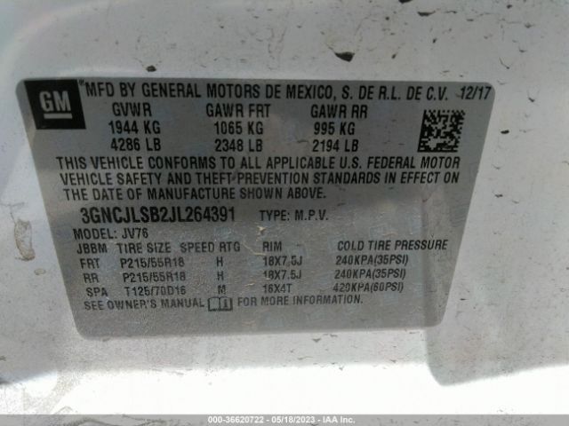 Chevrolet Trax Lt 2018 3GNCJLSB2JL264391 Image 10