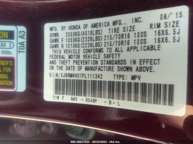 Honda CR-V LX 2015 5J6RM4H37FL111342 Image 9