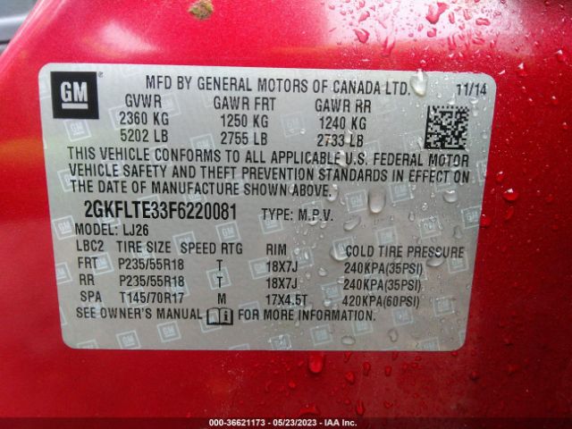 2GKFLTE33F6220081 GMC Terrain Slt