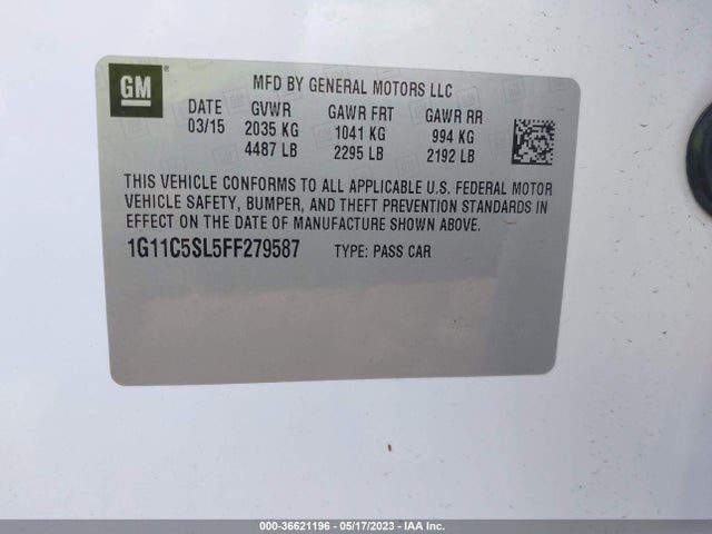 Chevrolet MALIBU LT 2015 1G11C5SL5FF279587 Image 9