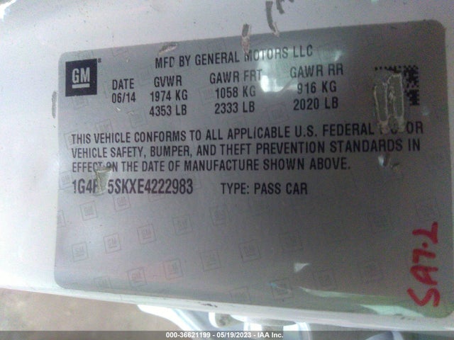 1G4PP5SKXE4222983 Buick Verano