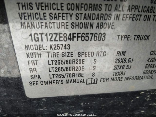 1GT12ZE84FF657603 GMC Sierra 2500hd Slt