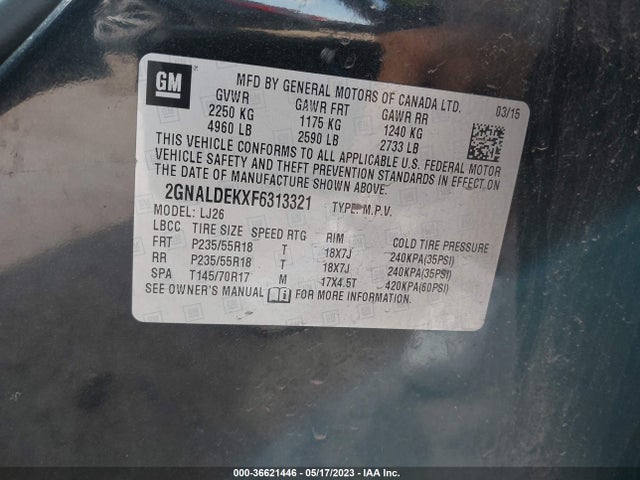 Chevrolet Equinox Ltz 2015 2GNALDEKXF6313321 Image 9