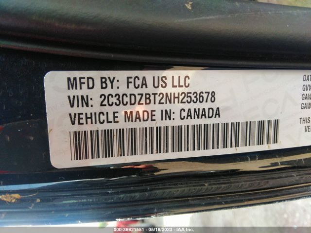 2C3CDZBT2NH253678 Dodge Challenger R/t