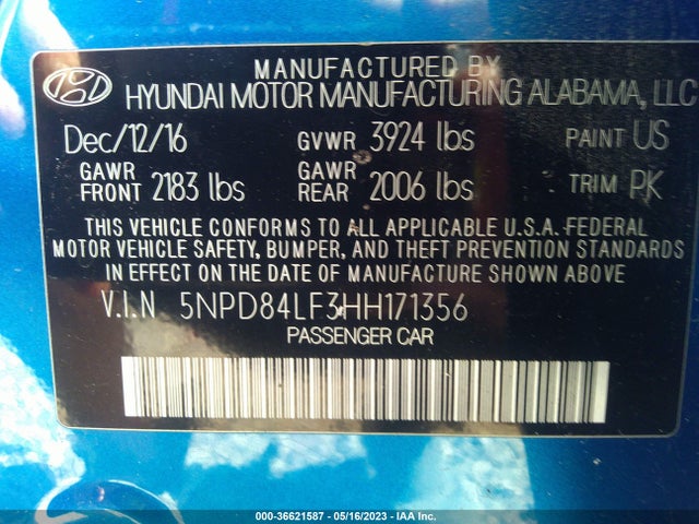 Hyundai ELANTRA SE 2017 5NPD84LF3HH171356 Image 10