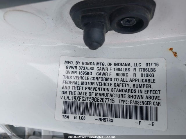 Honda Civic Sedan Lx 2016 19XFC2F59GE207715 Image 9