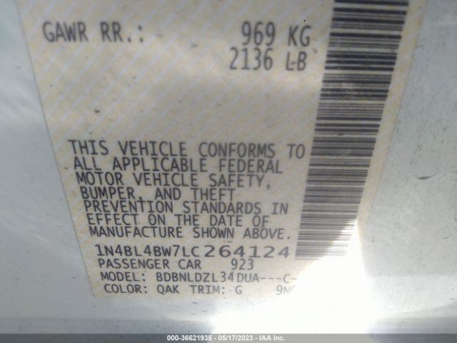 1N4BL4BW7LC264124 Nissan Altima 2.5 S