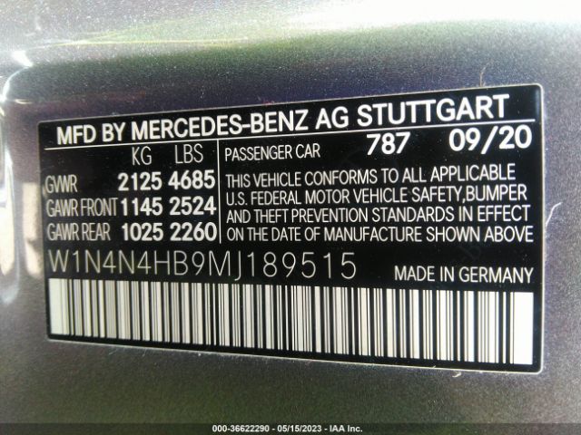 W1N4N4HB9MJ189515 Mercedes-Benz Gla Gla 250