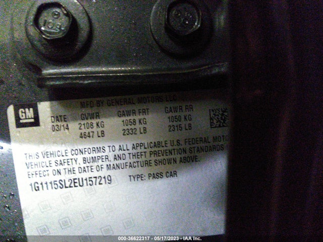 Chevrolet IMPALA LT 2014 1G1115SL2EU157219 Image 9