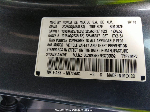 Honda CR-V EX 2014 3CZRM3H57EG700592 Image 9