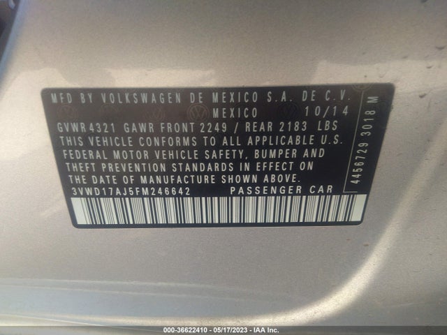 3VWD17AJ5FM246642 Volkswagen Jetta Sedan 1.8t Se