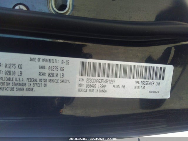 2C3CCAAG3FH921207 Chrysler 300 Limited