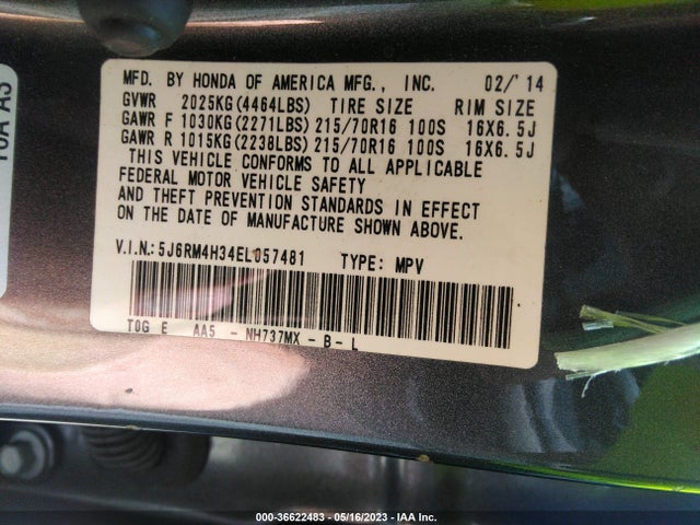 Honda CR-V LX 2014 5J6RM4H34EL057481 Image 9