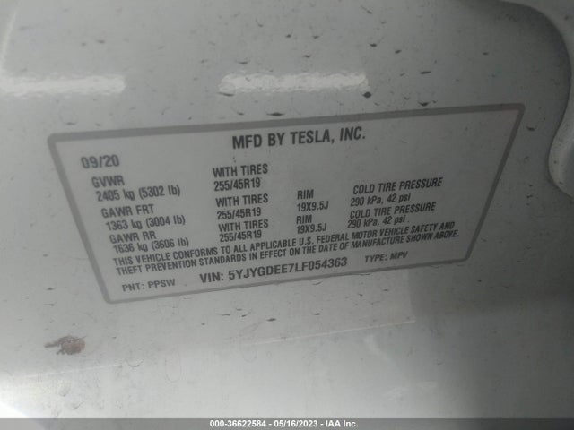 5YJYGDEE7LF054363 Tesla Model Y Long Range