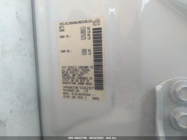 2022 Nissan Maxima, VIN: 1N4AA6CV1NC504287
