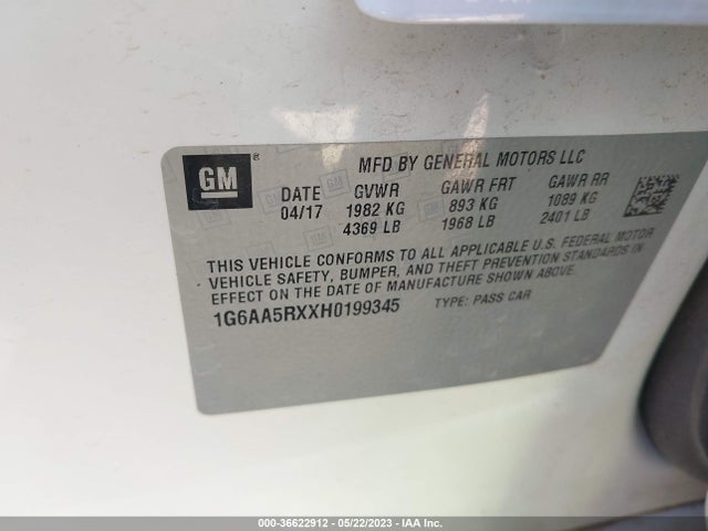 36622912 :رقم المزاد ، 1G6AA5RXXH0199345 vin ، 2017 Cadillac Ats Sedan Rwd مزاد بيع