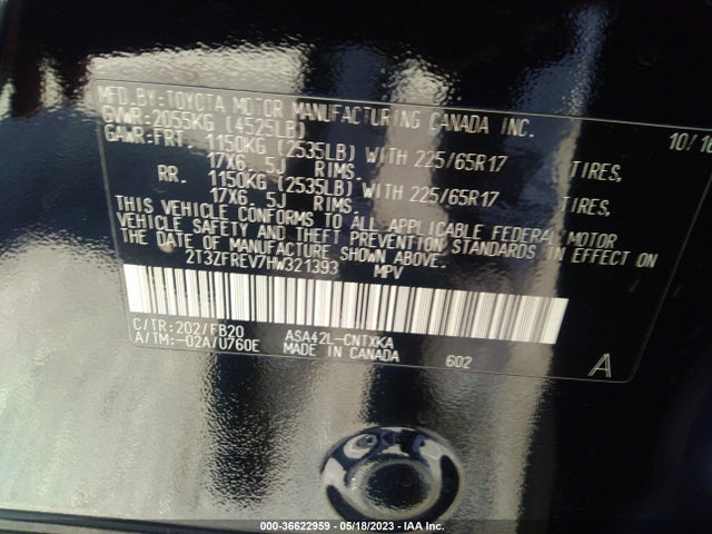 Toyota RAV4 LE 2017 2T3ZFREV7HW321393 Image 9