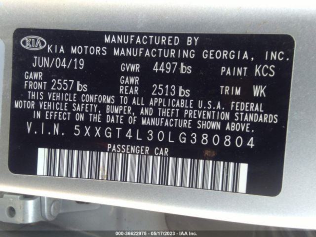 5XXGT4L30LG380804 KIA Optima Lx