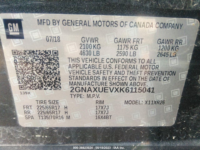 Chevrolet EQUINOX LT 2019 2GNAXUEVXK6115041 Image 9