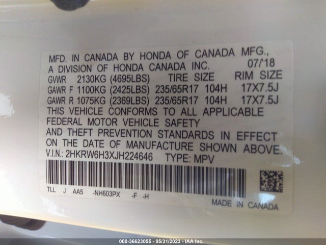 Honda CR-V LX 2018 2HKRW6H3XJH224646 Image 10