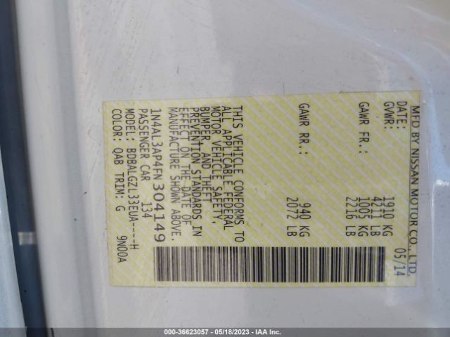 1N4AL3AP4FN304149 Nissan Altima 2.5 S