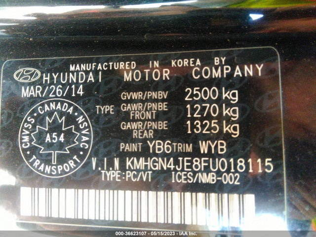 Hyundai Genesis Sedan Technology 2015 KMHGN4JE8FU018115 Image 10