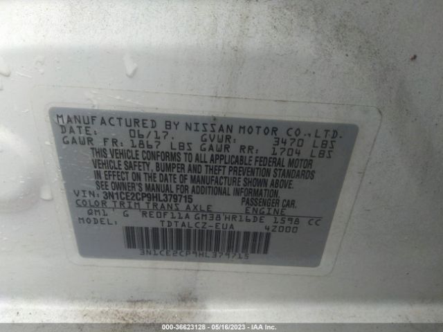 3N1CE2CP9HL379715 Nissan Versa Note S Plus
