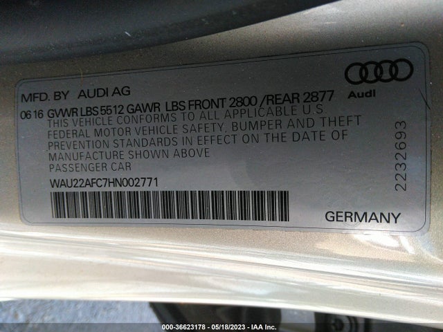 WAU22AFC7HN002771 Audi A7 Prestige