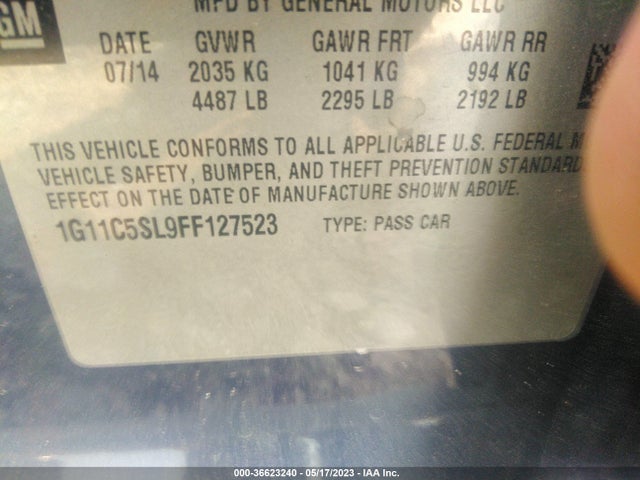 Chevrolet MALIBU 1LT 2015 1G11C5SL9FF127523 Image 9